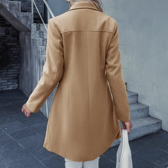 Double Breasted Button Front Trench Coat - TAN - Picture 5 of 5
